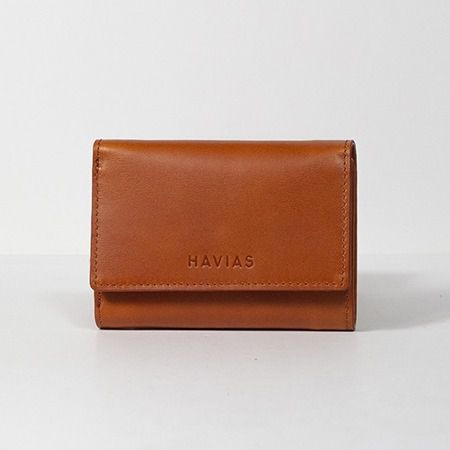 Bóp ví da thật nam nữ HAVIAS Ví gấp Heart3 Mini Handcrafted Wallet Màu nâu