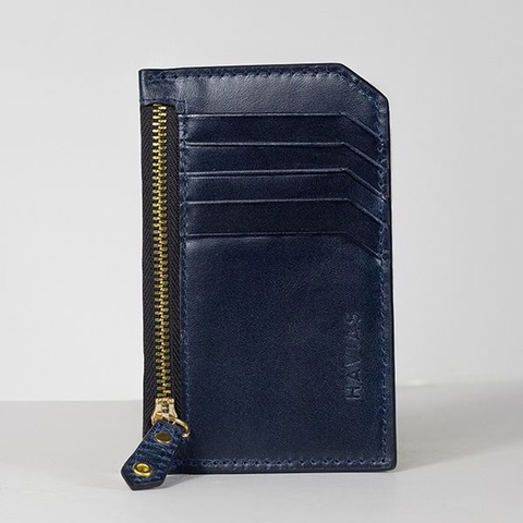 Bóp ví da thật nam nữ HAVIAS Ví da Mini Harmony Handcrafted Wallet Xanh Navy