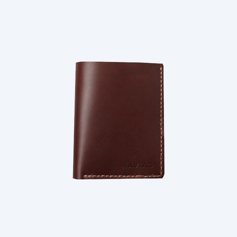 Bóp ví da thật nam nữ HAVIAS Ví da đứng Venumi Handcrafted Wallet Nâu đỏ