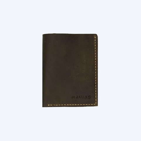 Bóp ví da thật nam nữ HAVIAS Ví da đứng Venumi Handcrafted Wallet Nâu sáp