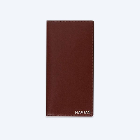 Bóp ví da thật nam nữ HAVIAS Ví dài Pisa Mini Long Wallet Đỏ