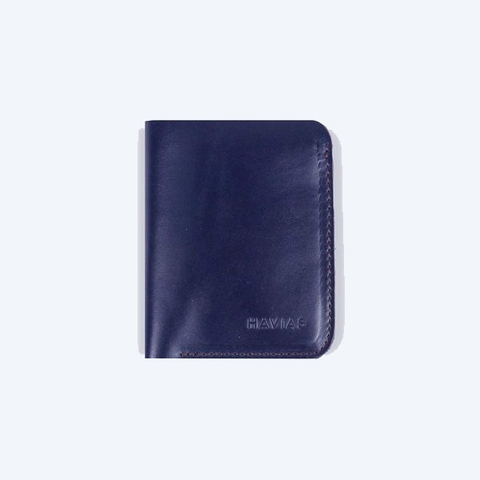 Bóp ví da thật nam nữ HAVIAS Couple Ví đứng Vertical Handcrafted Wallet Xanh Navy