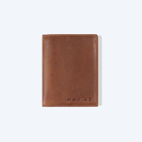 Bóp ví da thật nam nữ HAVIAS Ví da đứng Gen8 Handcrafted Wallet Nâu