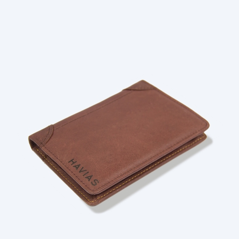 Ví da đứng Laffy Handcrafted Wallet Đỏ nâu