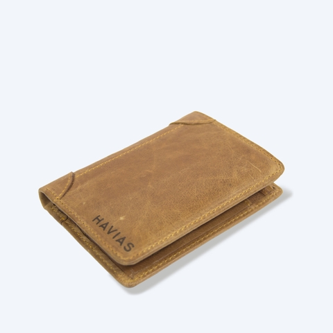 Ví da đứng Laffy Handcrafted Wallet Vàng Bò