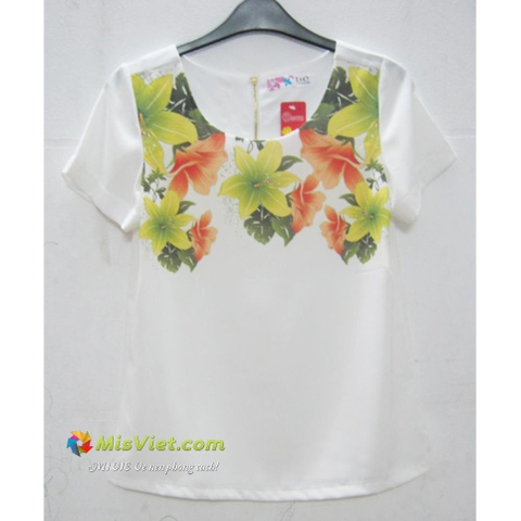 ÁO TƠ NHUNG HOA .TAY NGẮN