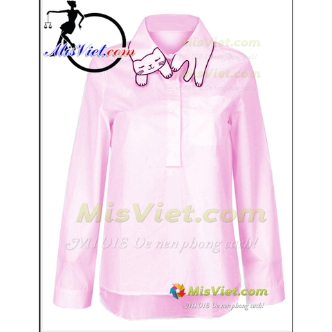 MV070 ÁO SƠ MI THÊU HIỆN ĐẠI M - Hồng nhạt