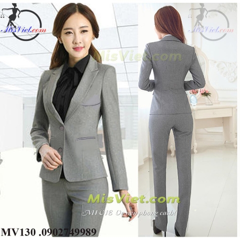 MV130 BỘ VEST XÁM HÀN QUỐC