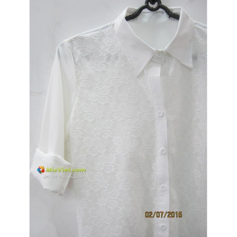 ÁO SƠ MI TRẮNG ẤP REN LỤA