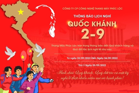 THÔNG BÁO LỊCH NGHỈ QUỐC KHÁNH 2-9