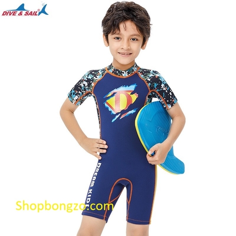 Bộ bơi giữ nhiệt cộc liền màu than, siêu nhân, 2.5mm M151612K Dive&Sail