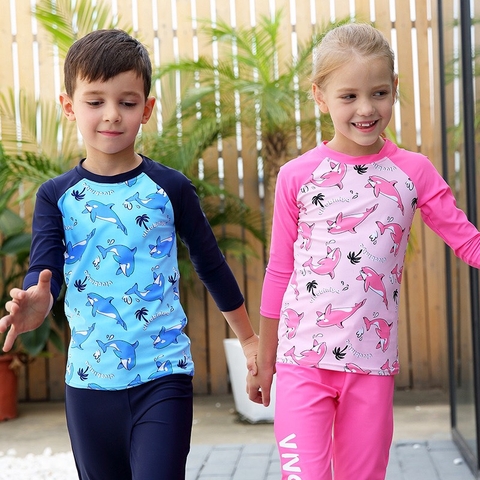 Bộ bơi bé gái hồng, hình cá, dài quần dài rời, Vivo Biniya