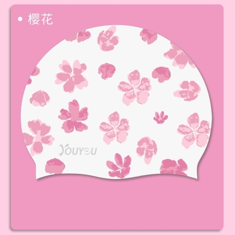 Mũ bơi Silicone người lớn, màu trắng, hình lá hồng YouYou