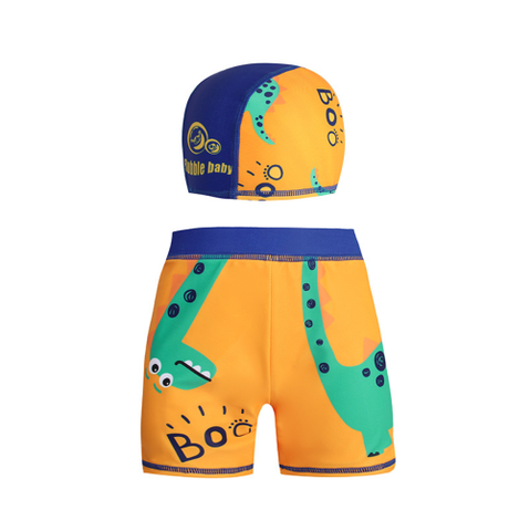 Set quần & mũ bơi bé trai, vàng, khủng long xanh 5104-2