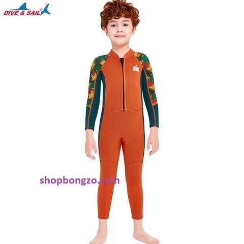 Bộ bơi giữ nhiệt bé trai, màu Cam, dài liền, DIVE&SAIL, M150506K