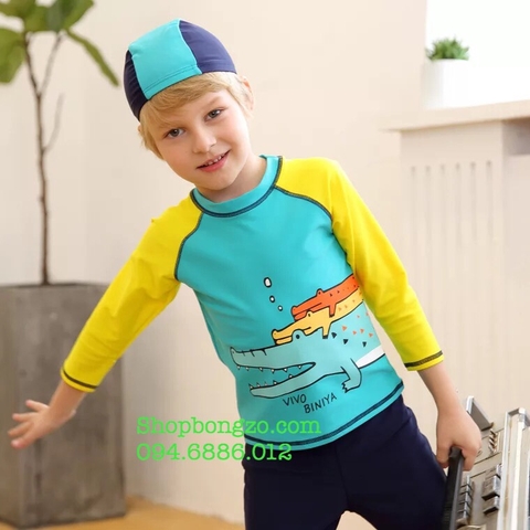 Bộ dài xanh cá sấu, tay vàng, quần than dài rời, Vivo