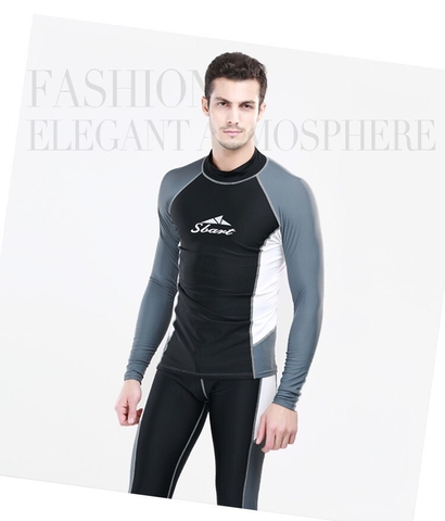 Áo bơi dài nam,đen, tay ghi, Sbart 711A