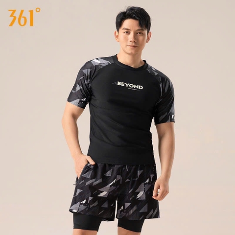 Bộ bơi nam cộc, màu đen, Beyond, 361, quần 2 lớp