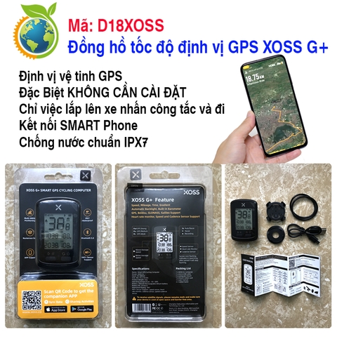 Đồng hồ Contermet đo tốc độ định vị GPS XOSS G+ mã D18XOSS
