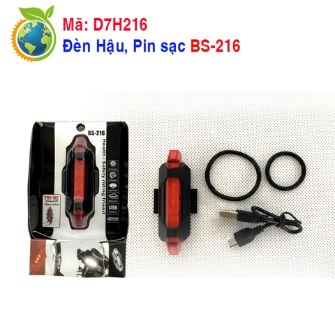 Đèn xe đạp: Đèn Hậu pin sạc BS 216, mã sản phẩm D7H216