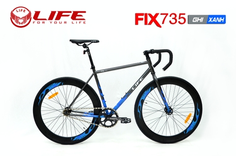 Xe đạp Fixed Gear LIFE Fix735: Khung thép cường lực sơn tĩnh điện, tem sơn bốc lửa, vành nhôm chém gió cao 6cm, Lốp 700x23C