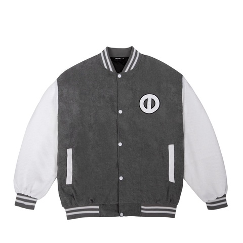 ONTOP Corduroy Varsity Jacket-Xám