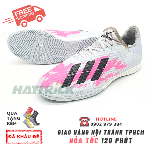 Giày Futsal đế IC cổ thun X 19.1 - Xám hồng