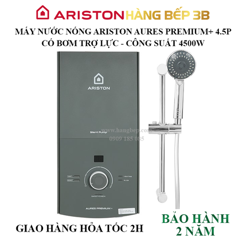 Máy nước nóng trực tiếp Ariston Aures Premium+ 4.5P (có bơm)