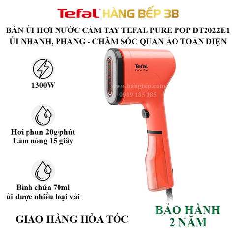 Bàn ủi hơi nước cầm tay Tefal Pure Pop DT2022E1 - Cam