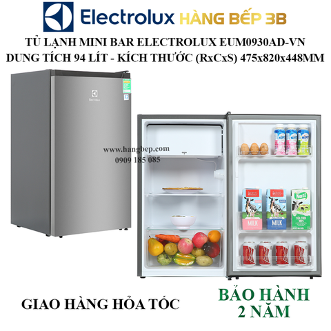 Tủ lạnh mini Electrolux 94 lít EUM0930AD-VN xám