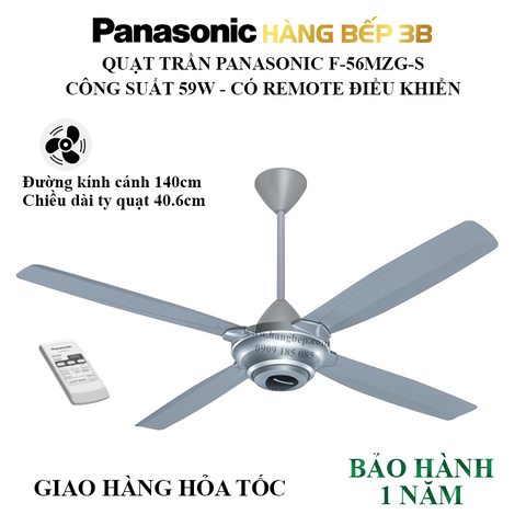 Quạt trần 4 cánh Panasonic F-56MZG-S (remote)