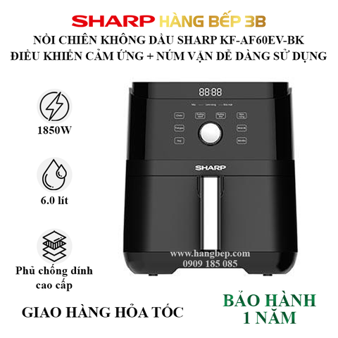 Nồi chiên không dầu Sharp KF-AF60EV-BK - 6 lít