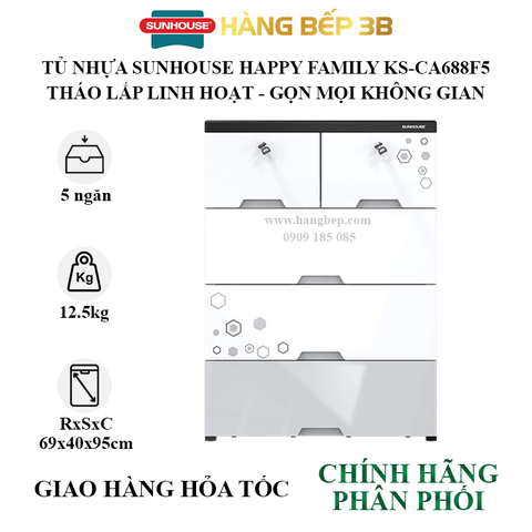 Tủ nhựa đôi 5 ngăn Happy Family Sunhouse KS-CA688F5