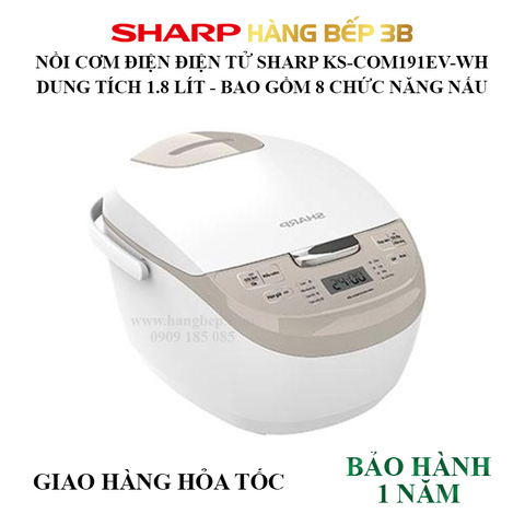 Nồi cơm điện tử Sharp 1.8 lít KS-COM191EV-WH