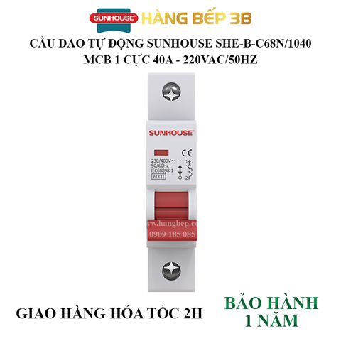 Cầu dao tự động 1 cực 40A Sunhouse SHE-B-C68N/1040