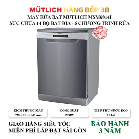 Máy rửa chén 14 bộ Mutlich MSM6814I - Sản xuất Malaysia