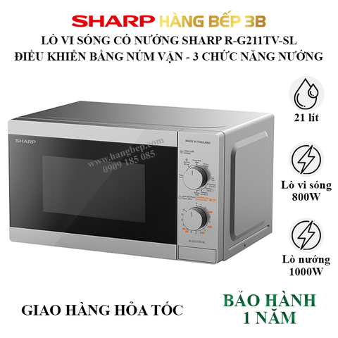 Lò vi sóng có nướng Sharp 21 lít R-G211TV-SL