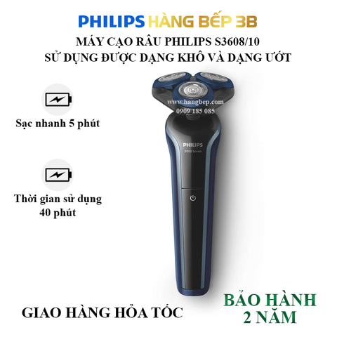 Máy cạo râu khô và ướt Philips S3608/10