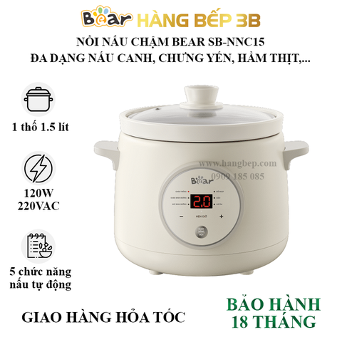 Nồi nấu chậm Bear 1.5 lít SB-NNC15 bảng Tiếng Việt