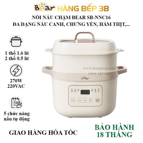 Nồi nấu chậm Bear 1.6 lít SB-NNC16 bảng Tiếng Việt