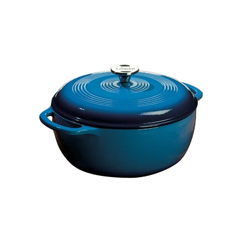 Nồi gang LODGE tráng men Caribbean Blue - 5.6L