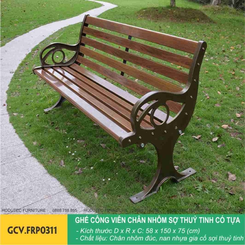 Ghế công viên chân nhôm sợi thuỷ tinh có tựa GCV.FRP03