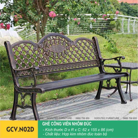 Ghế công viên nhôm đúc nghệ thuật GCV.N02D