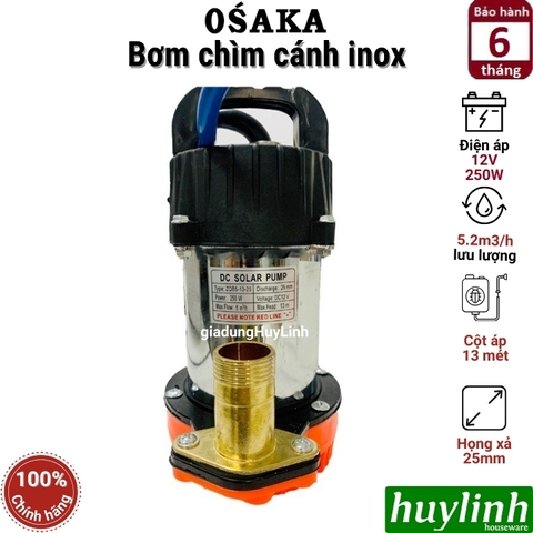 Máy bơm chìm cánh inox Osaka 250W - 12V - bơm chống ngập