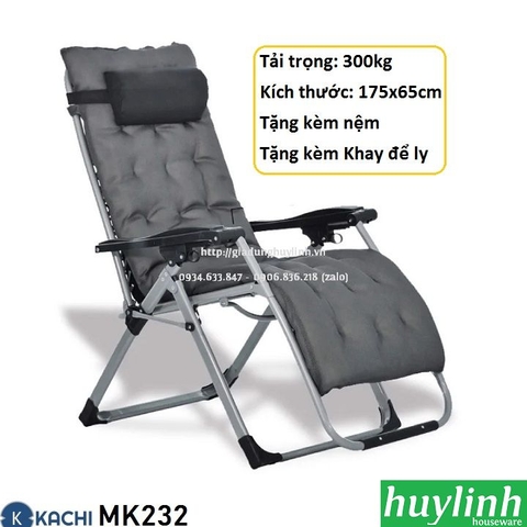 Ghế xếp gấp thư giãn Kachi MK232 - Tặng khay để ly - Tải trọng 300kg