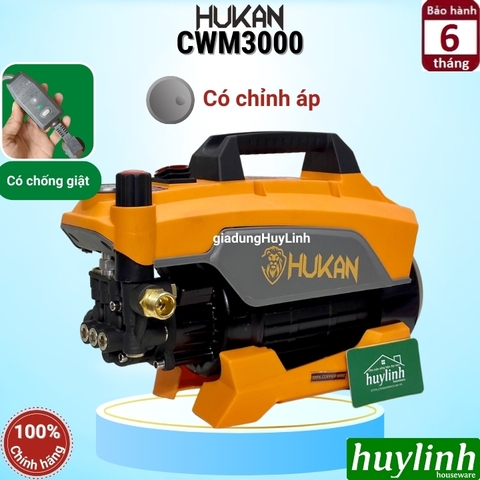 Máy xịt rửa xe chỉnh áp Hukan HK-CWM3000 - 3000W - Motor lõi đồng - Tặng khớp nối nhanh đầu ra