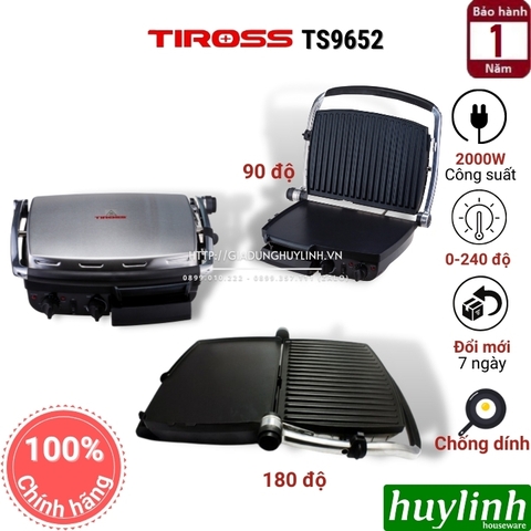 Kẹp - vỉ nướng điện đa năng Tiross TS9652 - 2000W