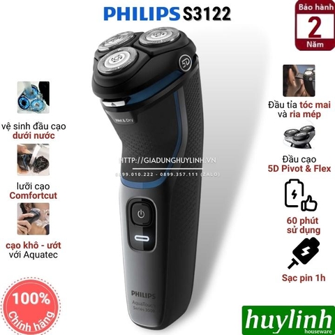 Máy cạo râu khô và ướt Philips S3122 - Chính hãng