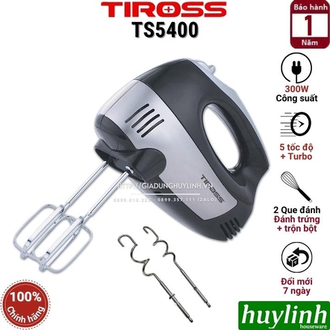 Máy đánh trứng Tiross TS5400 - 5 tốc độ + Turbo - 300W