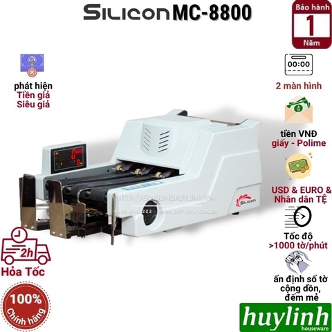 Máy đếm tiền và phát hiện tiền siêu giả Silicon MC-8800